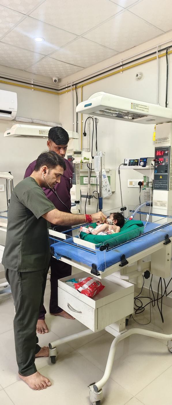 Modern operation theatre with anaesthesia machine and monitors for paediatric surgery at Akshat Child Hospital